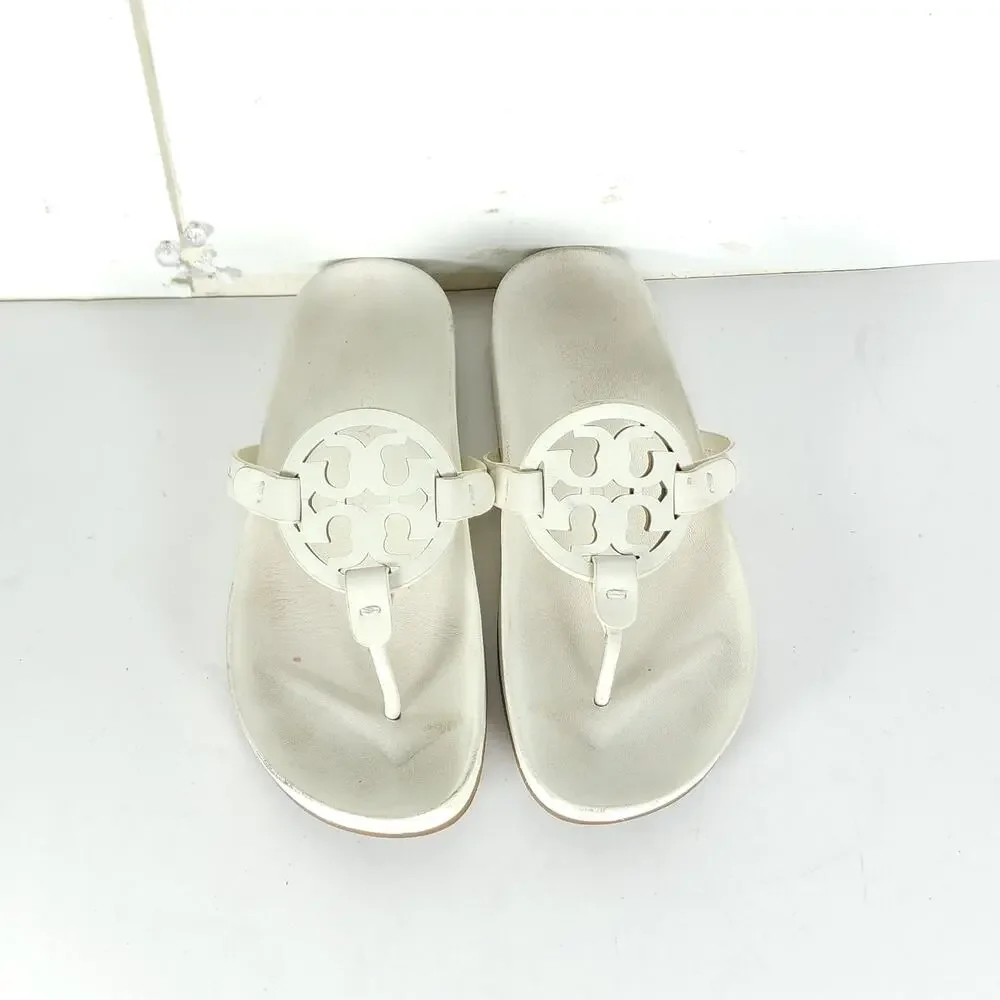 Tory Burch Miller Cloud Women's US5,5 New Ivory Leather Flat Thong Sandals
